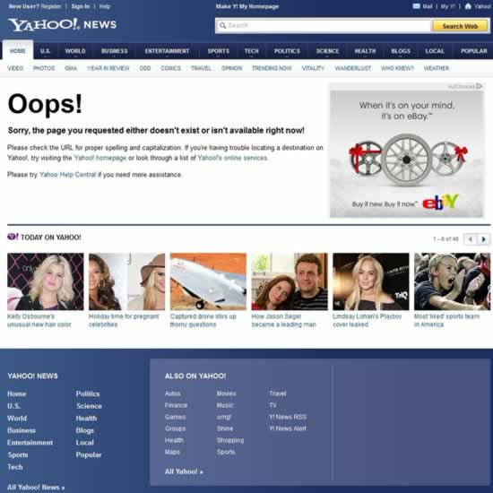 也可以像Yahoo一样,能放的全塞进去 原来404页面可以这样